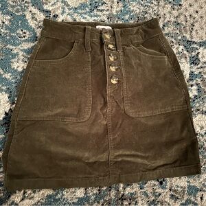 SO Olive Green Button-Front A-Line Skirt